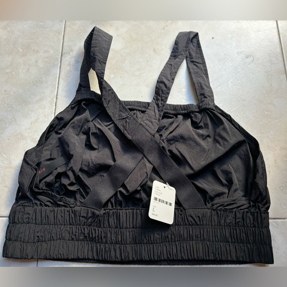 NWT🖤Free People Way Home Crop Top Size Large Black